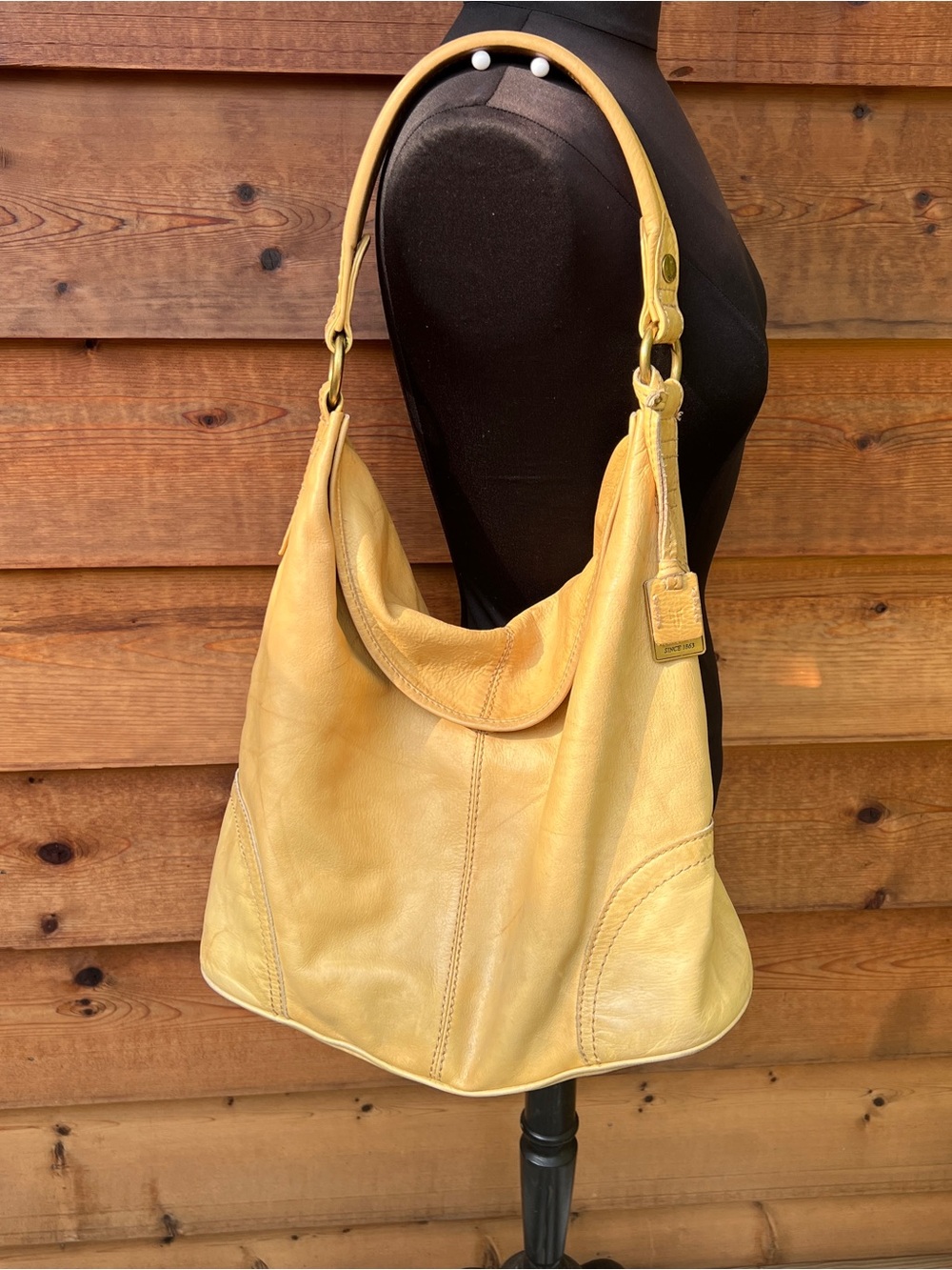 FRYE Banana Yellow Leather Campus Hobo Shoulder Bag